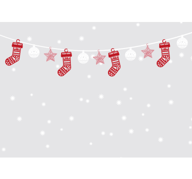 Feestelijke kousen slingers fotobehang kerst - TenStickers
