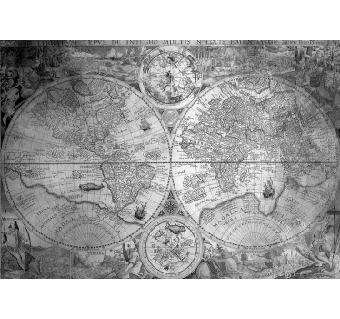 Fotobehang wereldkaart gedetailleerde historische kaart - TenStickers