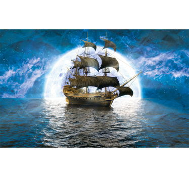 Kinder fotobehang Piratenschip op zee - TenStickers