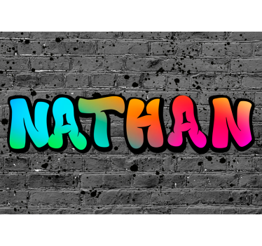 Graffiti fotobehang Regenboognaam in baksteen - TenStickers
