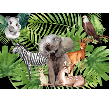 Fotobehang kinderkamer olifant en vrienden - TenStickers