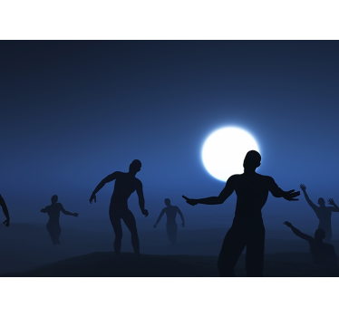 Slaapkamer fotobehang Enge zombies in mist - TenStickers