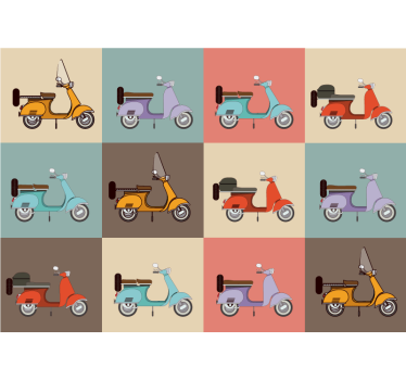 Retro scooter patroon fotobehang voertuigen - TenStickers