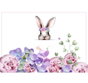 Dieren fotobehang Konijntje met bloemkroon - TenStickers