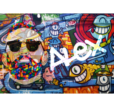 Fotobehang graffiti kleurrijk stadsportret - TenStickers