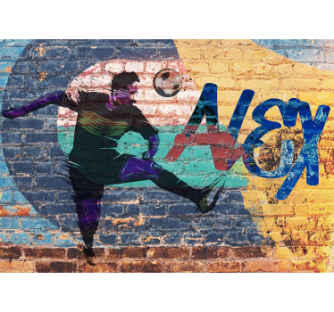 Fotobehang graffiti voetballer in actie - TenStickers