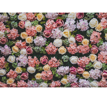 Bloemen foto behang met bloeiende rozenaccenten - TenStickers