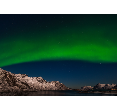Fotobehang natuur noorderlicht boven bergen - TenStickers