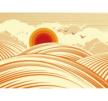 Fototapet landschap ondergang van de zon horizon - TenStickers