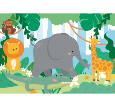 Foto behang dieren vriendelijke jungle dieren - TenStickers