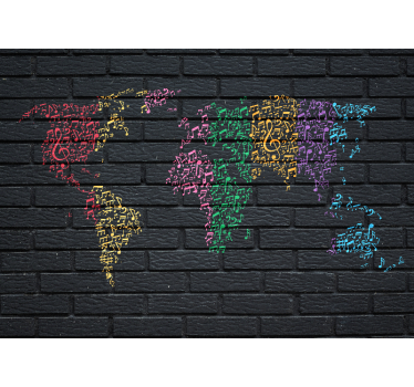 Fotobehang muziek wereldkaart van muziek - TenStickers