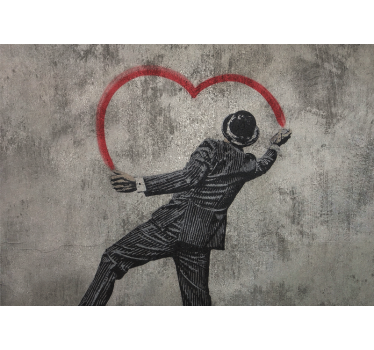 Urban foto behang Banksy hart graffity - TenStickers