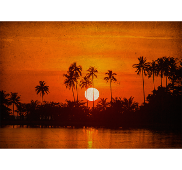 Fototapet landschap tropische zonsopgang scène - TenStickers
