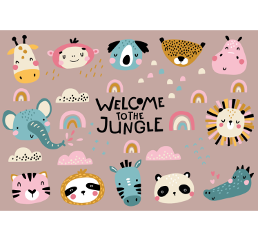 Foto behang dieren schattige jungle dieren - TenStickers