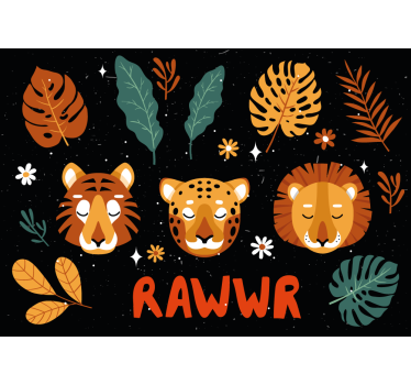 Fotobehang kinderkamer speelse jungle dieren - TenStickers