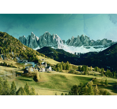 Fototapet landschap bergdorp landschap - TenStickers