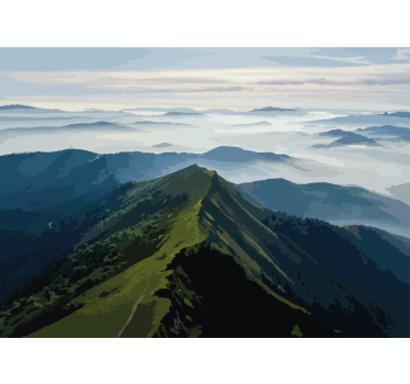 Fototapet landschap bergketen uitzicht - TenStickers