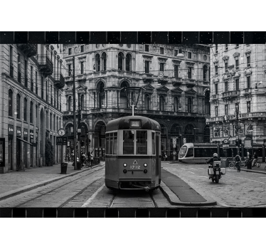 Fotobehang stad historisch tramkruispunt - TenStickers