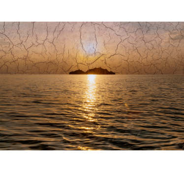Fotobehang bergen dusk over de oceaan - TenStickers