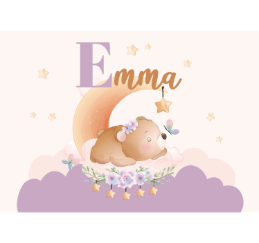 Fotobehang kinderkamer sleepy bear nacht - TenStickers