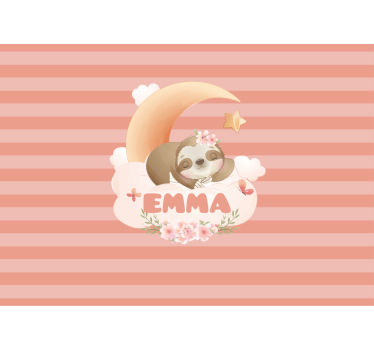 Fotobehang kinderkamer luiaard met maan - TenStickers