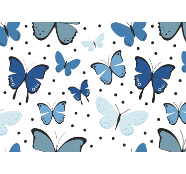 Fotobehang kinderkamer blauw vlinderpatroon - TenStickers