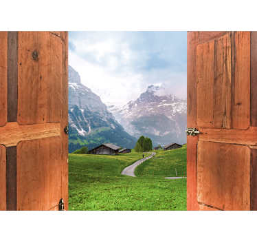 Fototapet landschap bergzicht opening - TenStickers