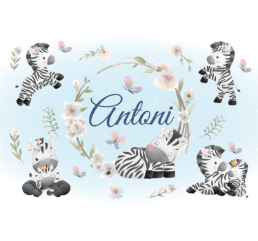 Foto behang dieren zebra speeltijd ontwerp - TenStickers