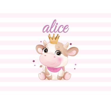 Gekroonde koe illustratie fotobehang kinderkamer - TenStickers