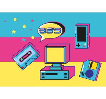 Fotobehang graffiti retro gaming elementen - TenStickers