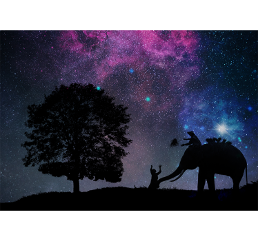 Fotobehang tekst kosmisch olifanten avontuur - TenStickers