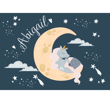 Fotobehang kinderkamer dromende eenhoorn nacht - TenStickers