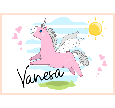 Foto behang liefde een roze eenhoorn avontuur - TenStickers