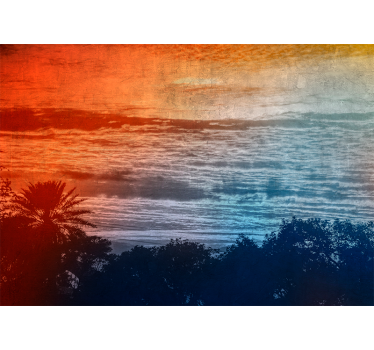 Fototapet landschap schemering boven de golven - TenStickers