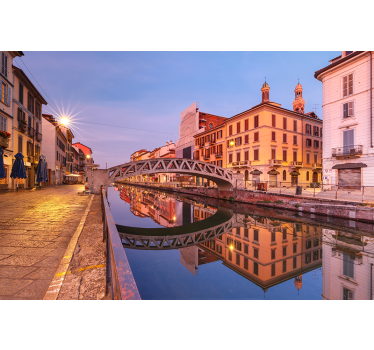 Fotobehang stad milan kanaal reflectie - TenStickers