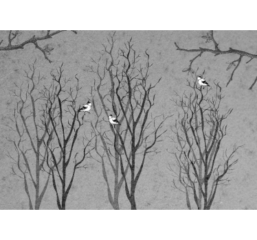 Foto behang bomen takken met vogels - TenStickers