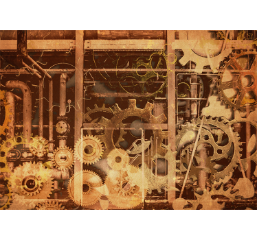 Fotobehang print industriële tandwielmechanisme - TenStickers