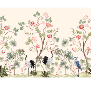Oiseaux et arbres exotiques fototapet - TenStickers