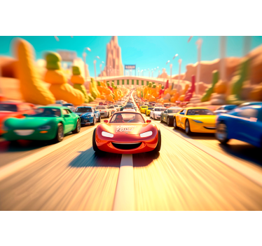 Fotobehang van animatie auto race - TenStickers