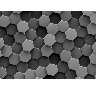 Hexagonen donkere Fotobehang woonkamer - TenStickers