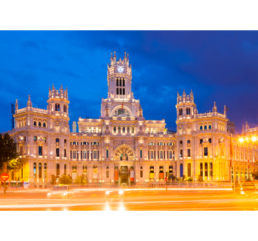 Verlicht stadsgezicht fotobehang Madrid - TenStickers