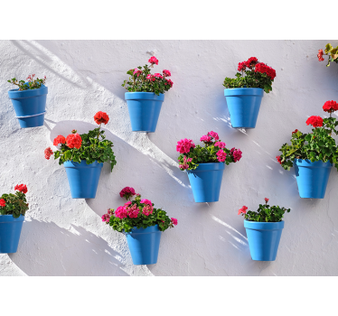 Bloemen hangende potten fotobehang - TenStickers