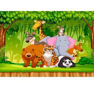 Geanimeerde jungle foto behang kinderkamer - TenStickers