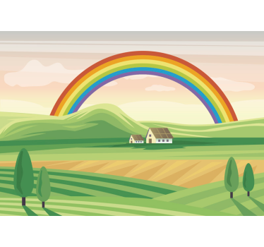 Regenbooglandschap fotobehang kinderkamer - TenStickers