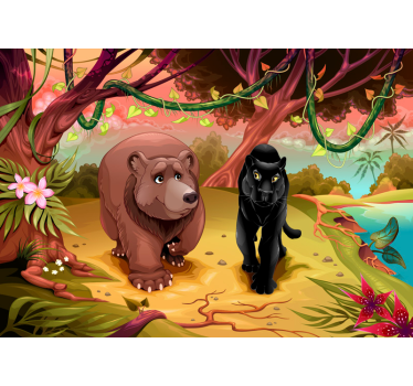 Betoverende wilde dieren fotobehang kinderkamer - TenStickers