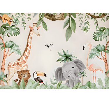 Kinder savanne fotobehang verschillende dieren - TenStickers