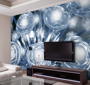 Fotobehang 3d wit en blauwe kristallen - TenStickers