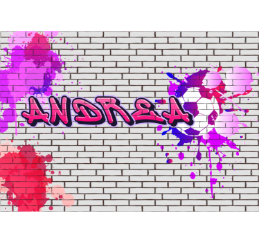 Roze naam Fotobehang graffiti - TenStickers