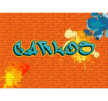 Oranje baksteen Fotobehang graffiti - TenStickers