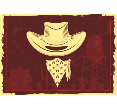 Fotobehang kinderkamer cowboyhoed en bandana - TenStickers